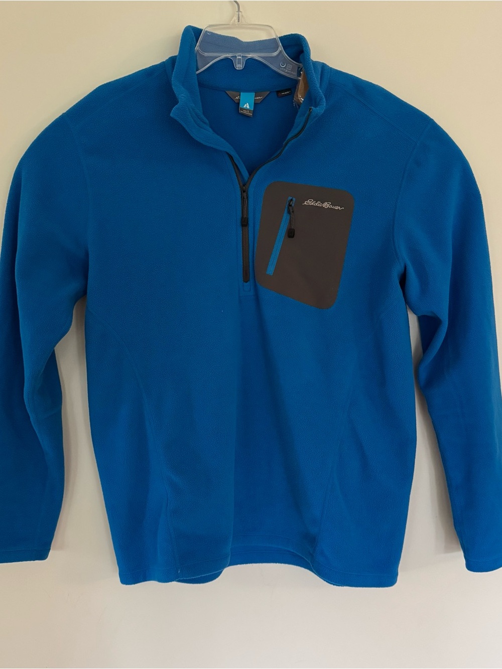 Eddie Bauer Blue Lightweight Quarter-Zip Pullover with Contrast Chest Pocket